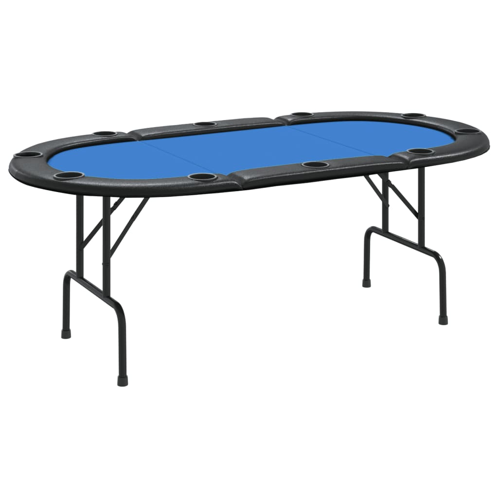 Foldable poker table 10 blue players 206x106x75 cm