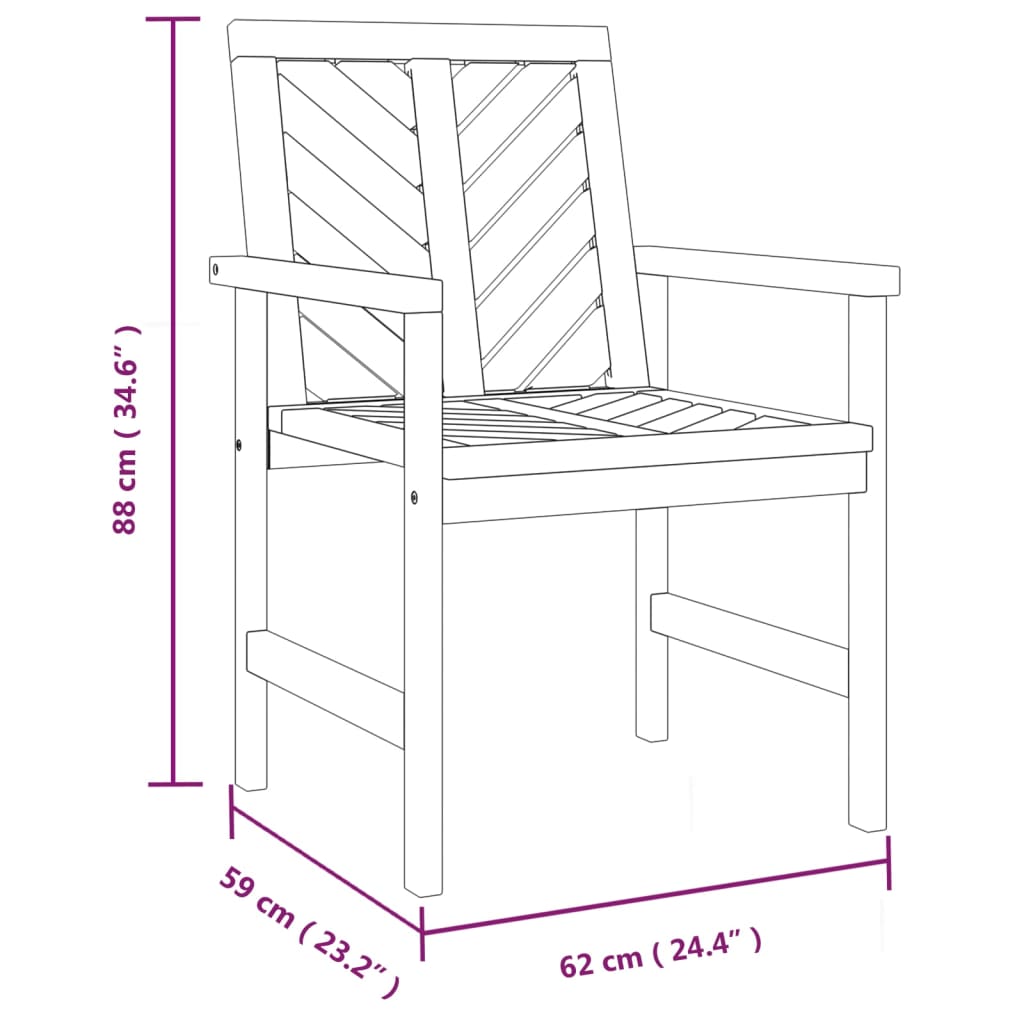 Set di 3 mobili da giardino in legno massello di acacia