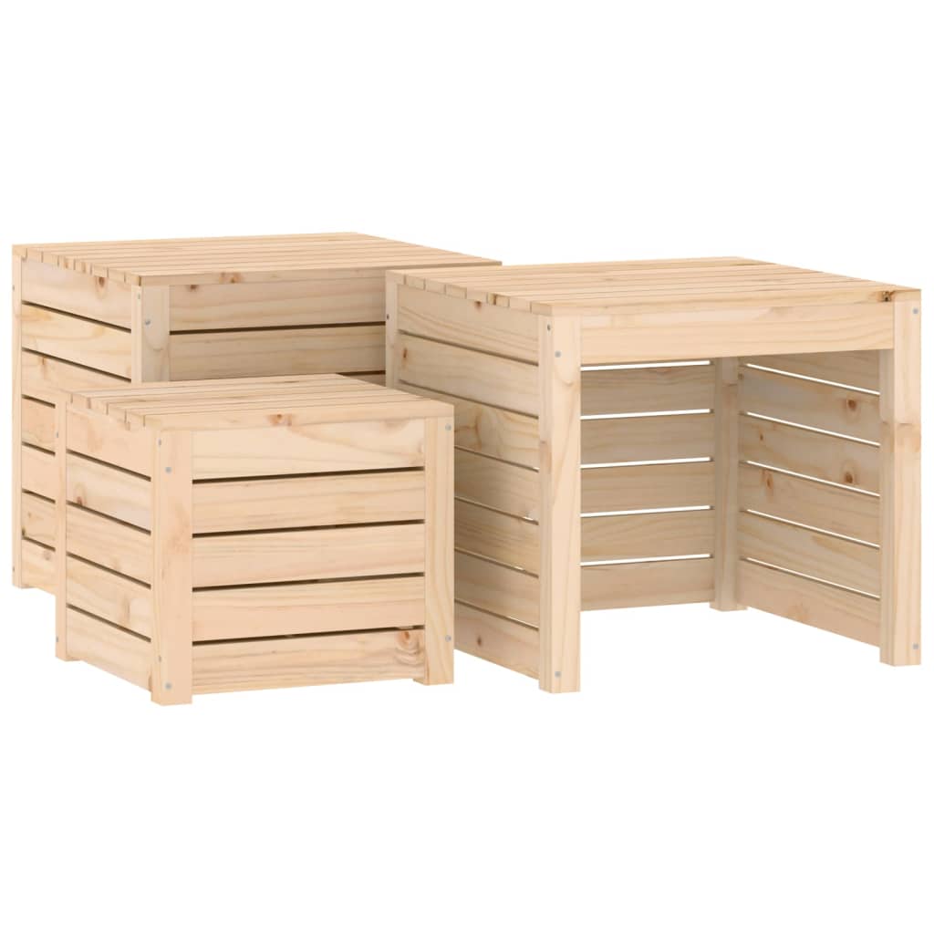 Set of 3 pcs garden boxes solid pine wood