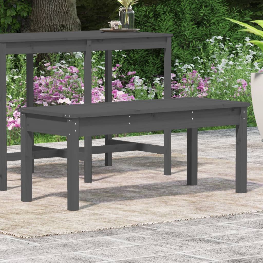 Gray garden bench 109x444x45 cm Solid pine wood