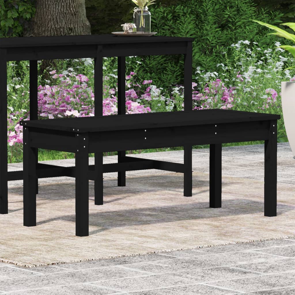 Black garden bench 109x444x45 cm solid pine wood