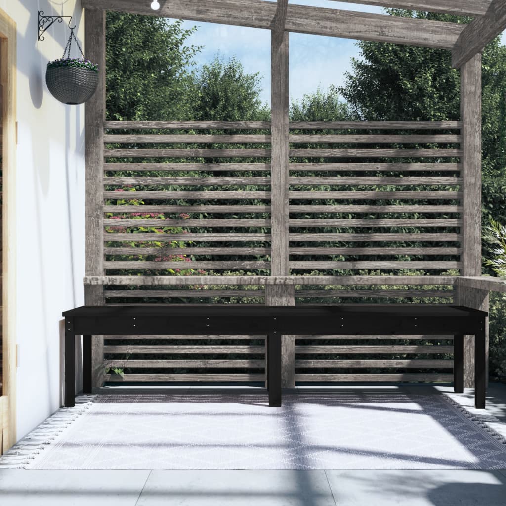Garden bench with 2 -seater black 203.5x4445cm solid pine wood