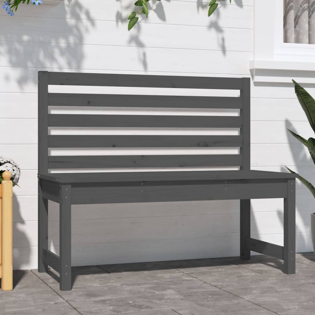 Gray garden bench 109 cm solid pine wood