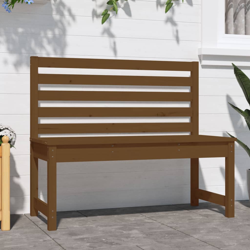 Honey brown garden bench 109 cm solid pine wood