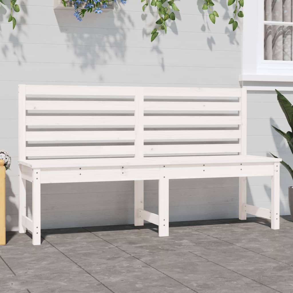 White garden bench 157.5 cm solid pine wood