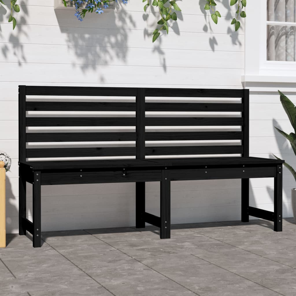 Black garden bench 157.5 cm solid pine wood