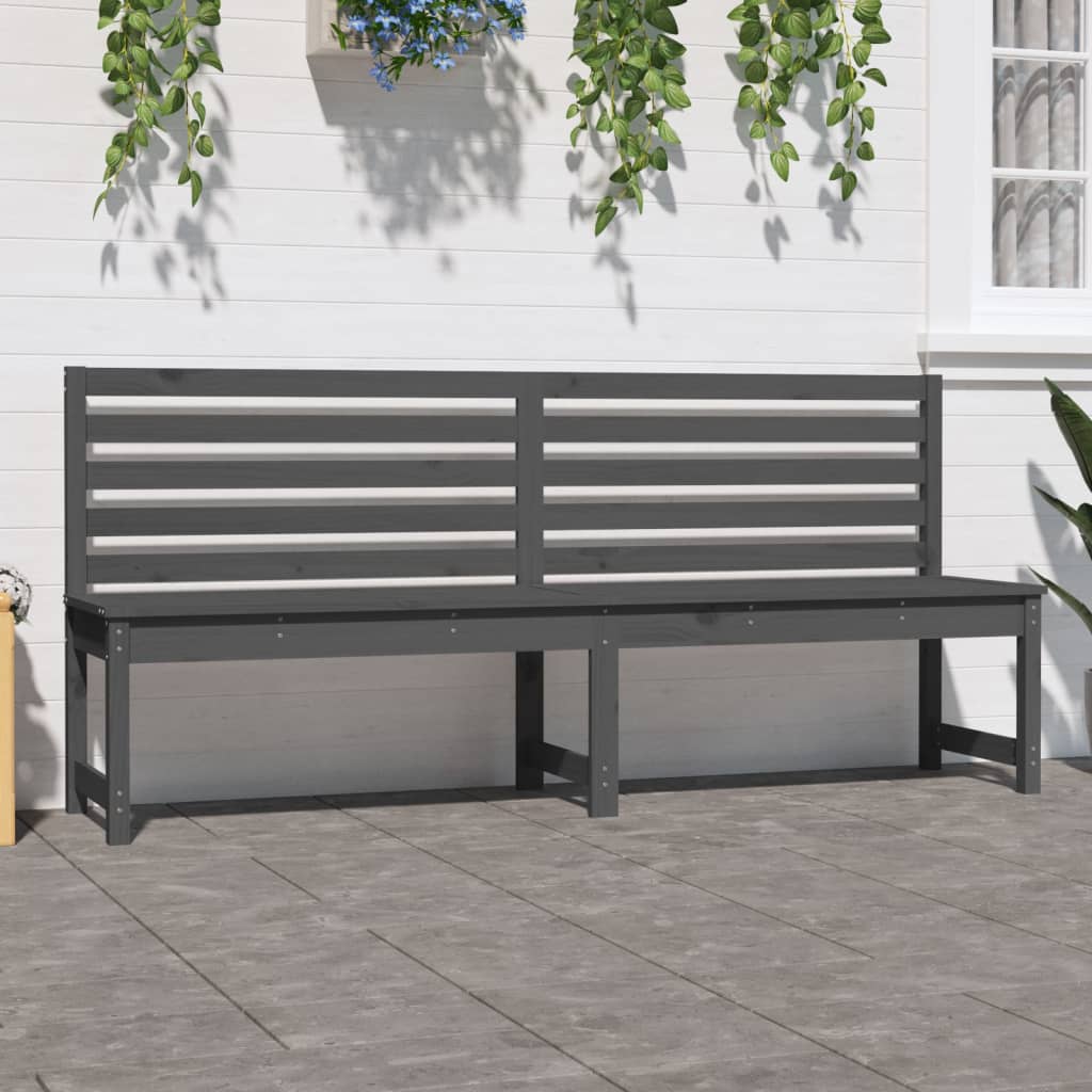 Gray garden bench 201.5 cm solid pine wood