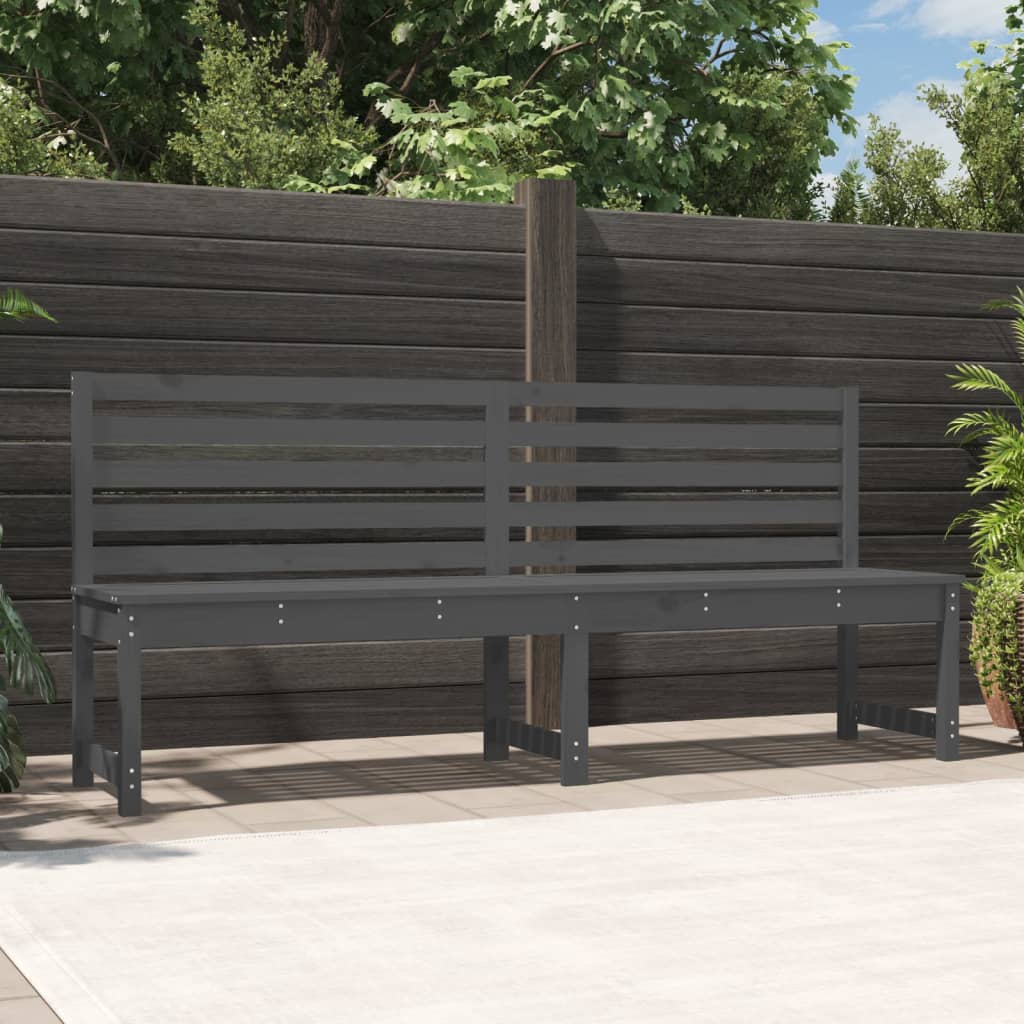 Gray garden bench 201.5 cm solid pine wood