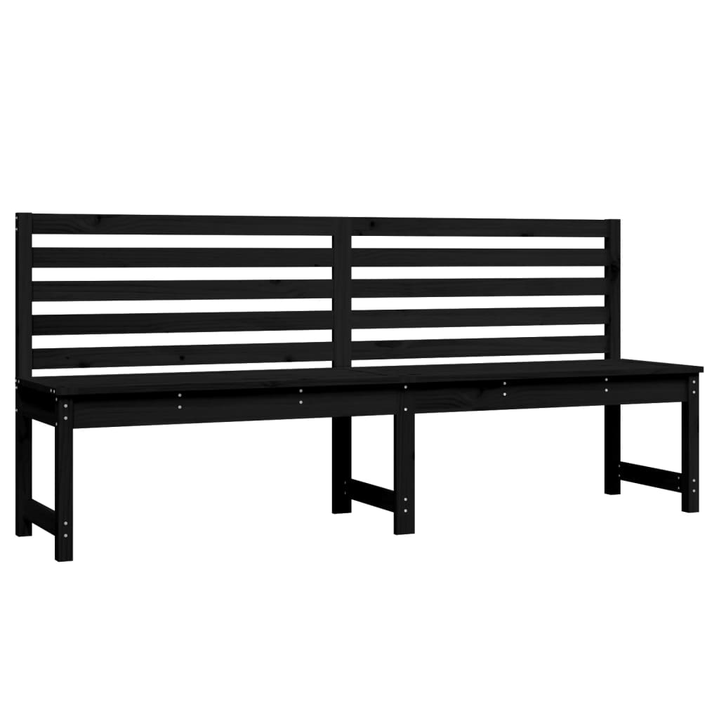 Black garden bench 201.5 cm solid pine wood