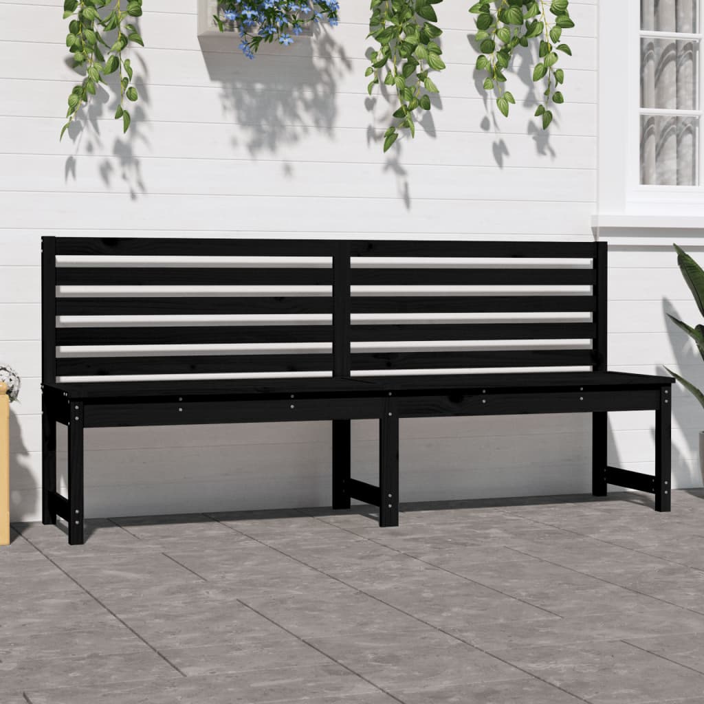 Black garden bench 201.5 cm solid pine wood