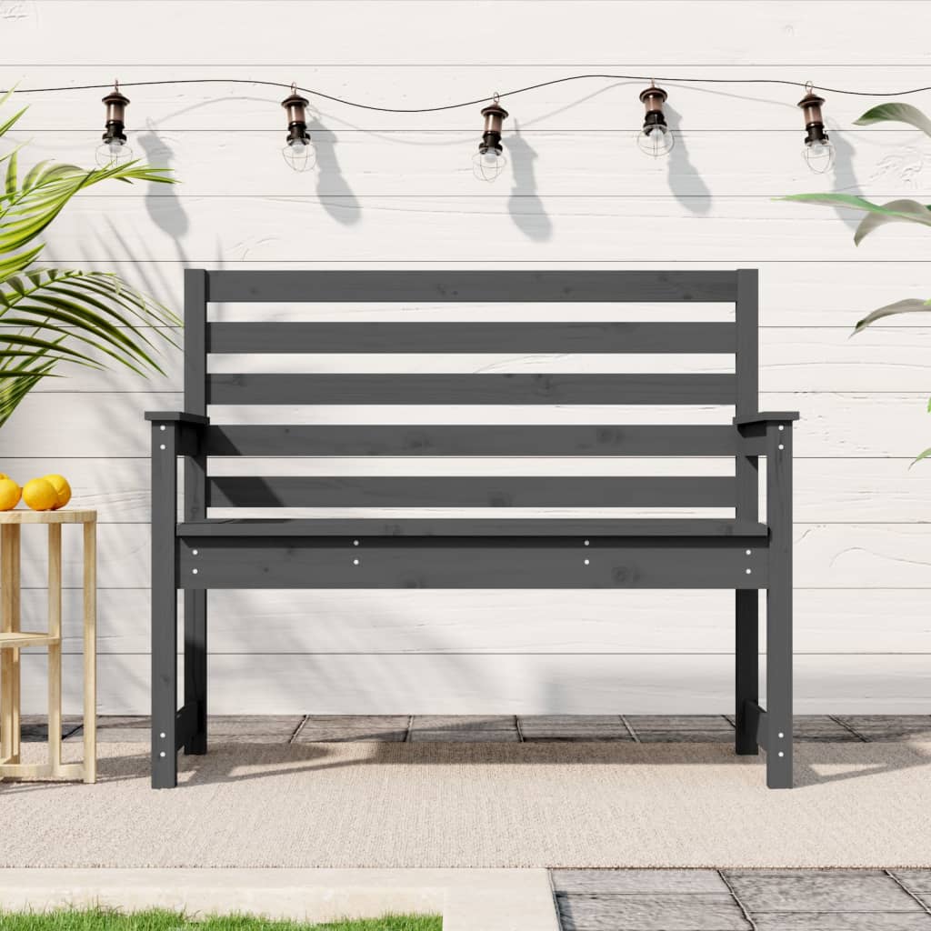 Gray garden bench 109x48x91.5 cm solid pine wood