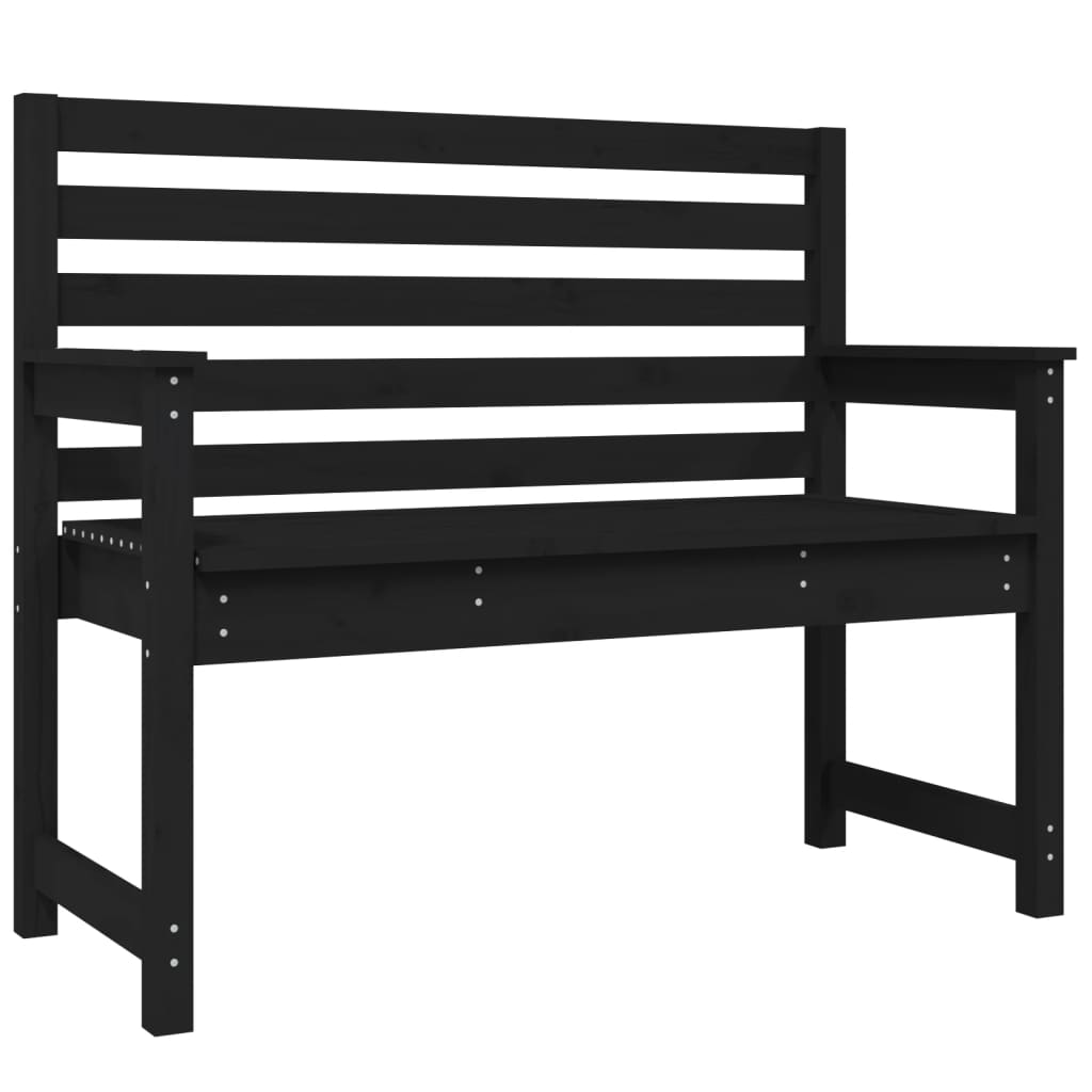 Black garden bench 109x48x91.5 cm solid pine wood