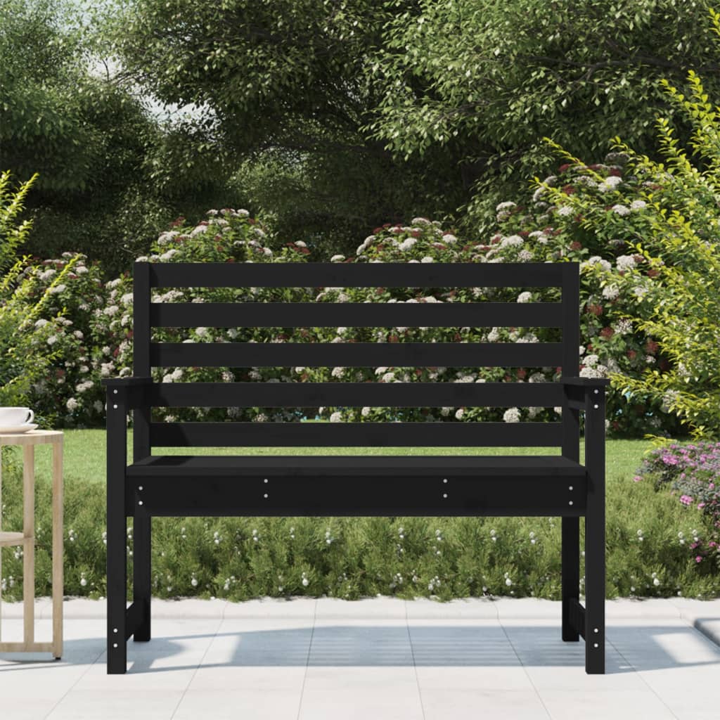 Black garden bench 109x48x91.5 cm solid pine wood