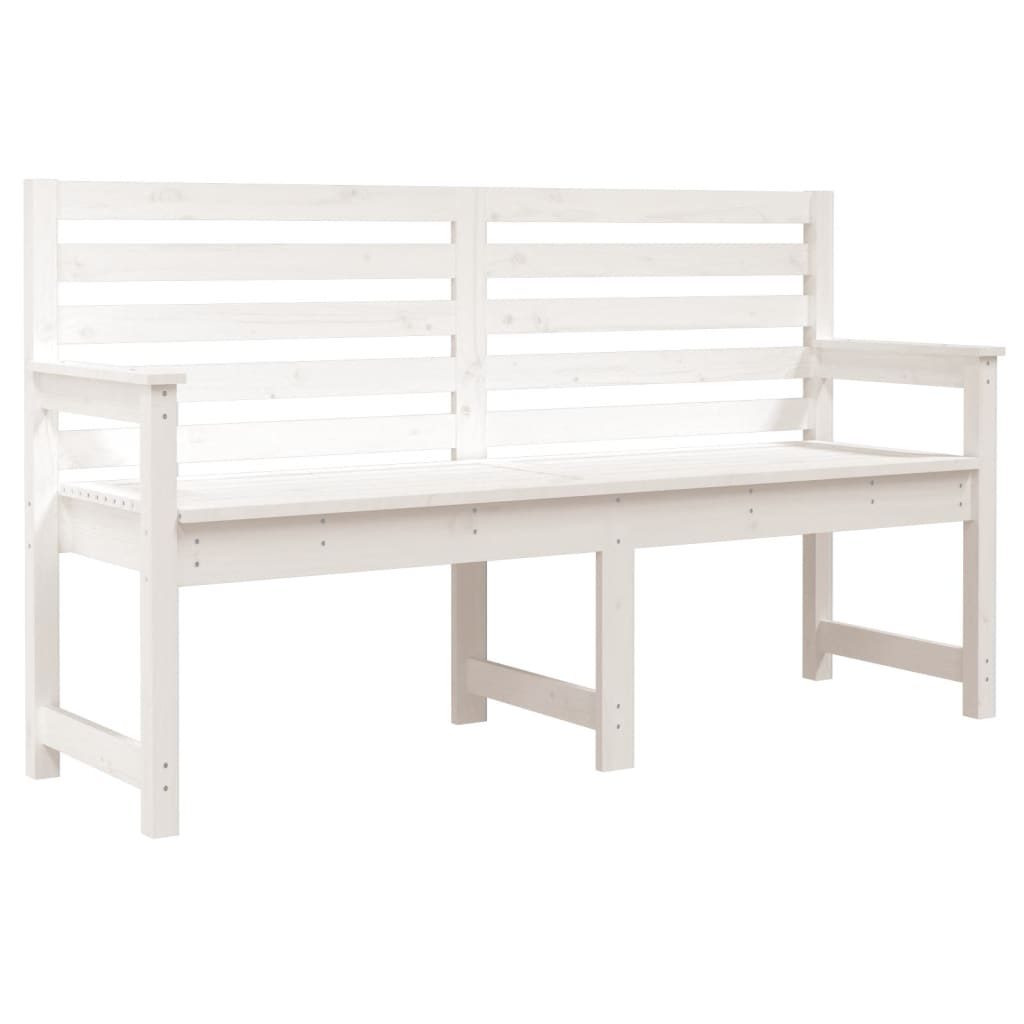White garden bench 159.5x48x91.5 cm solid pine wood