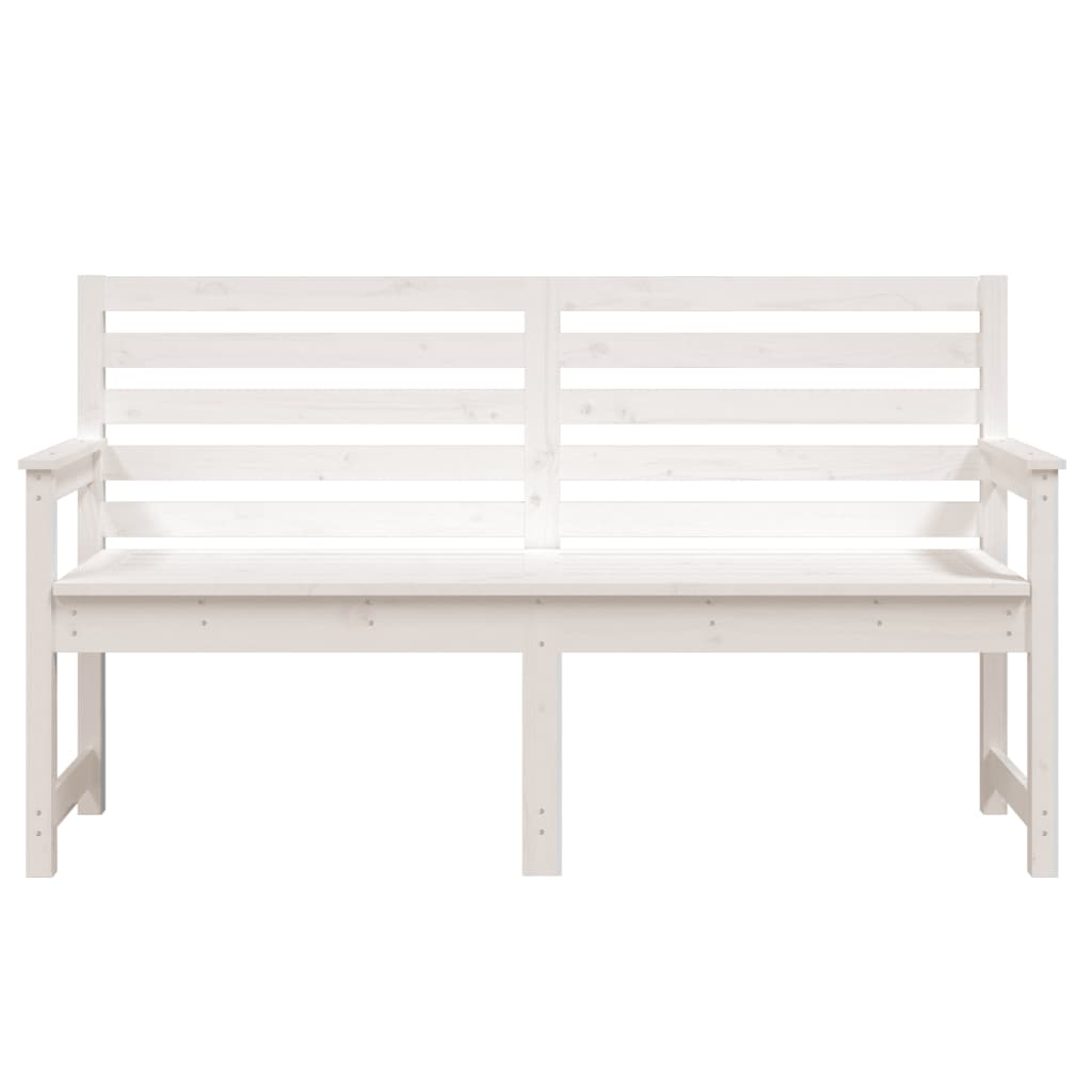 White garden bench 159.5x48x91.5 cm solid pine wood