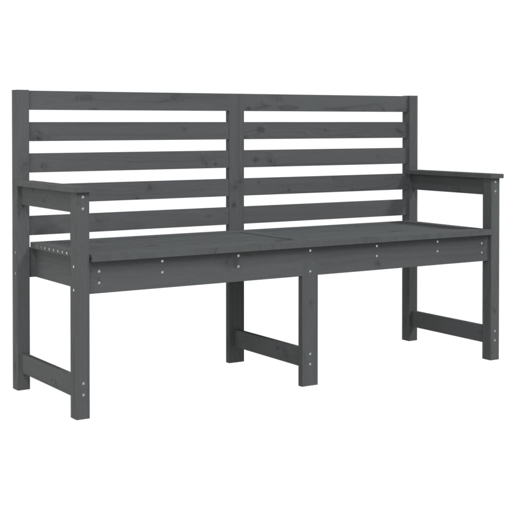 Gray garden bench 159.5x48x91.5 cm solid pine wood