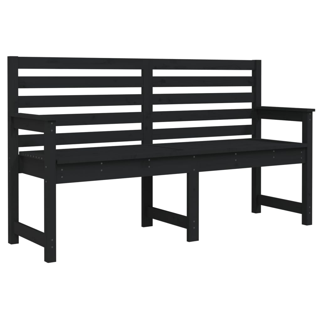 Black garden bench 159.5x48x91.5 cm solid pine wood