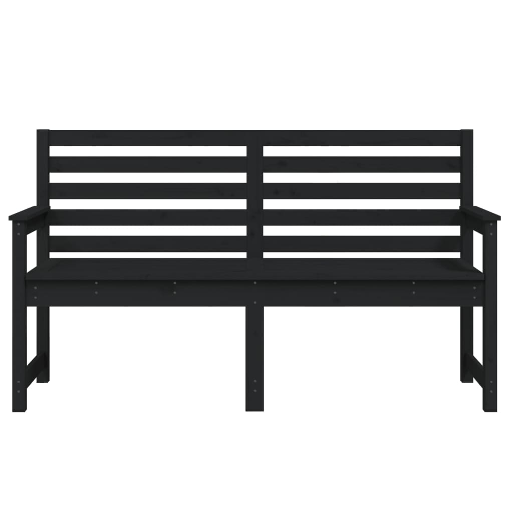Black garden bench 159.5x48x91.5 cm solid pine wood