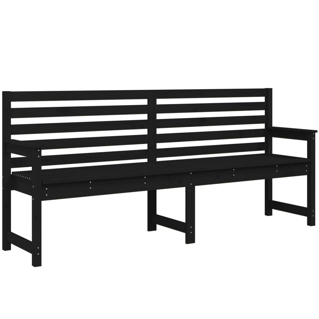 Black garden bench 203.5x48x91.5 cm solid pine wood