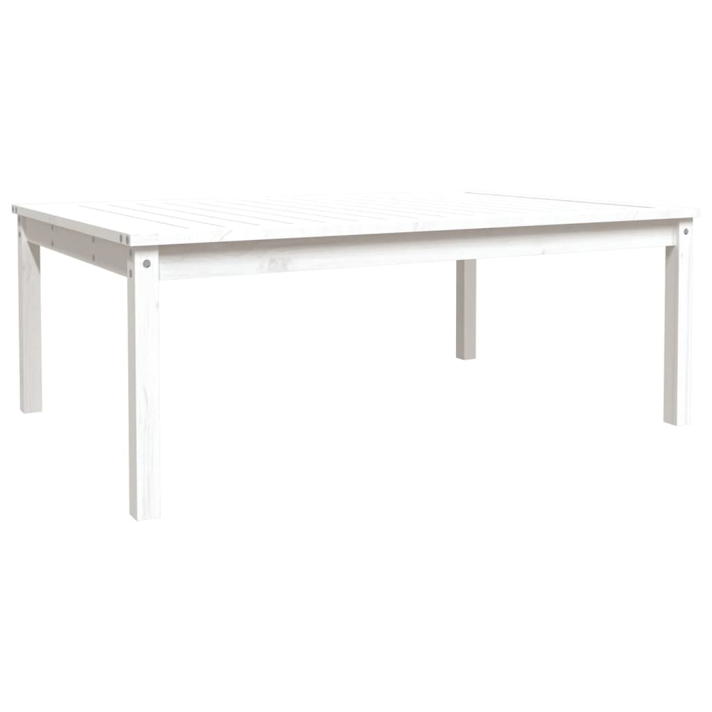 Table de jardin blanc 121x82,5x45 cm bois massif de pin