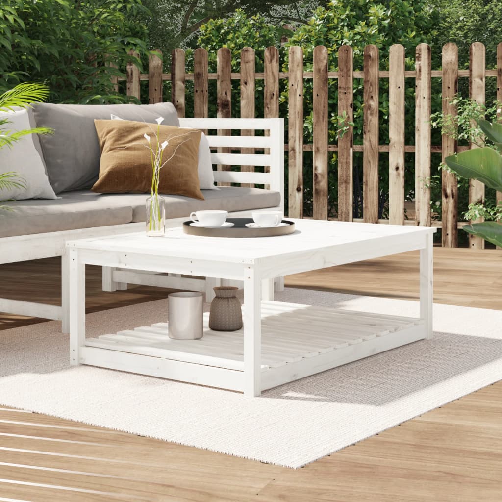 White garden table 121x82.5x45 cm solid pine wood