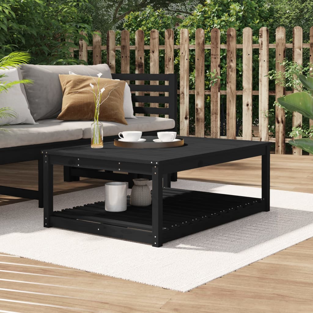 Black garden table 121x82.5x45 cm solid pine wood