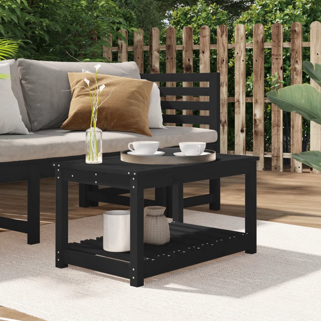Black garden table 82.5x50.5x45 cm solid pine wood