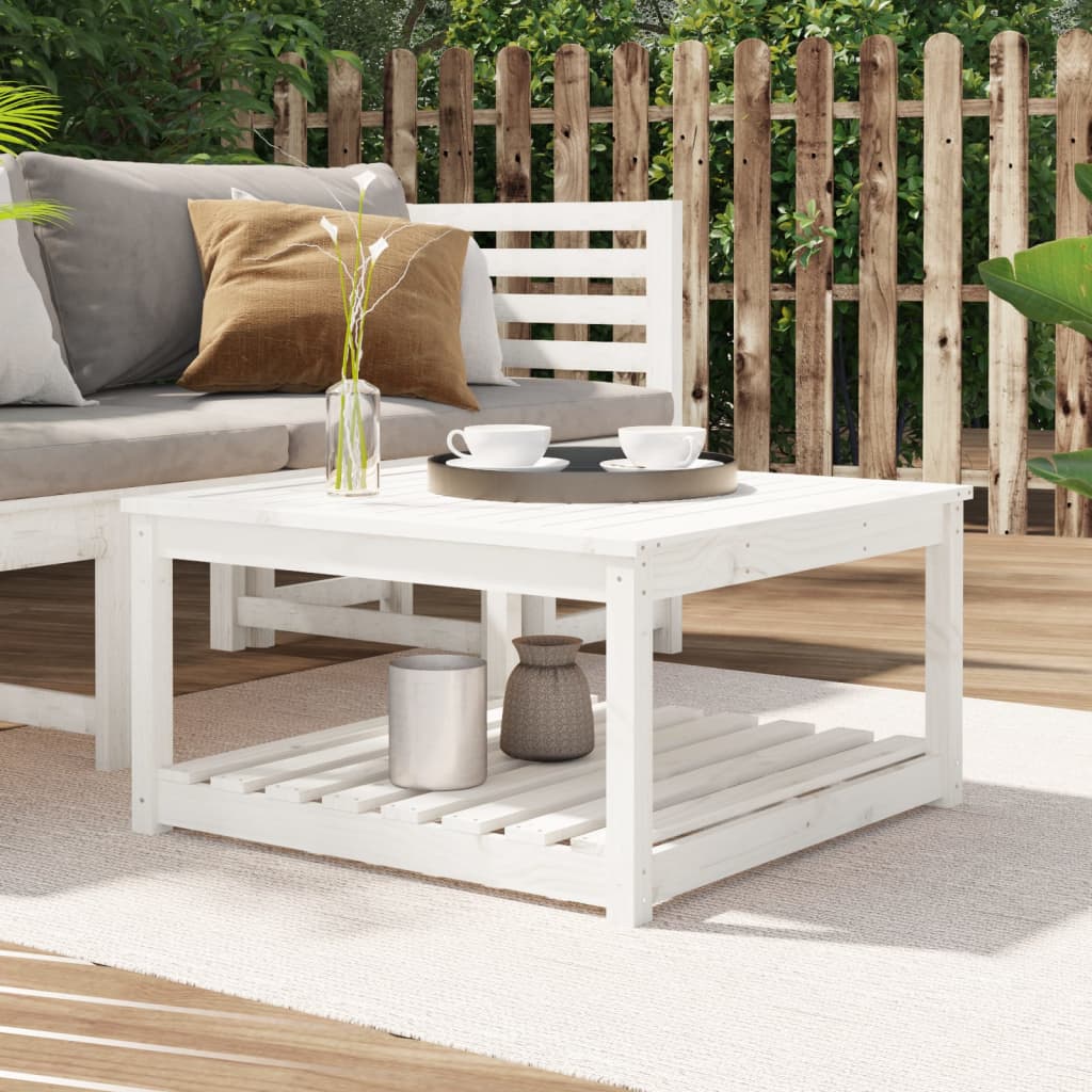White garden table 82.5x82.5x45 cm solid pine wood