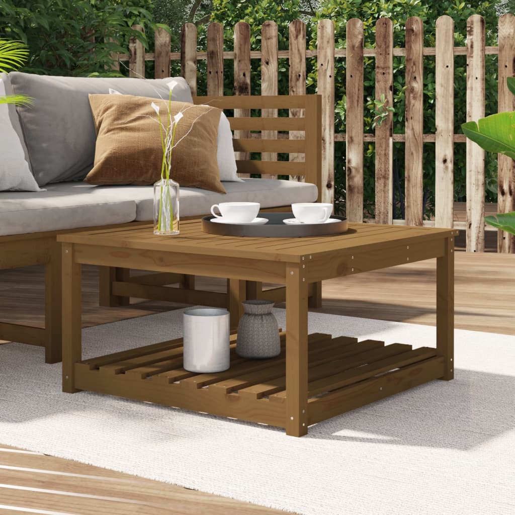 Honey brown garden table 82.5x82.5x45 cm solid pine wood