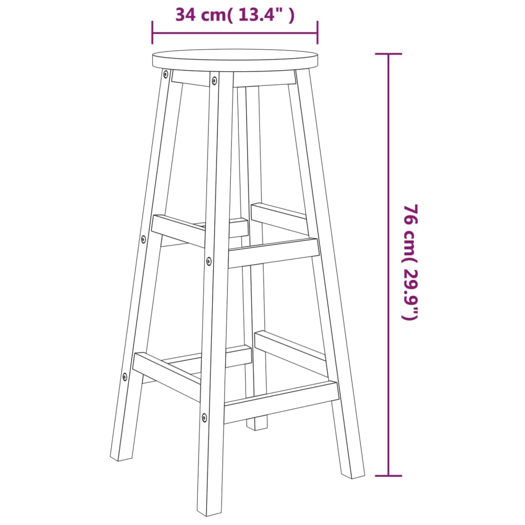 Ensemble de bar 3 pcs Bois d'acacia solide