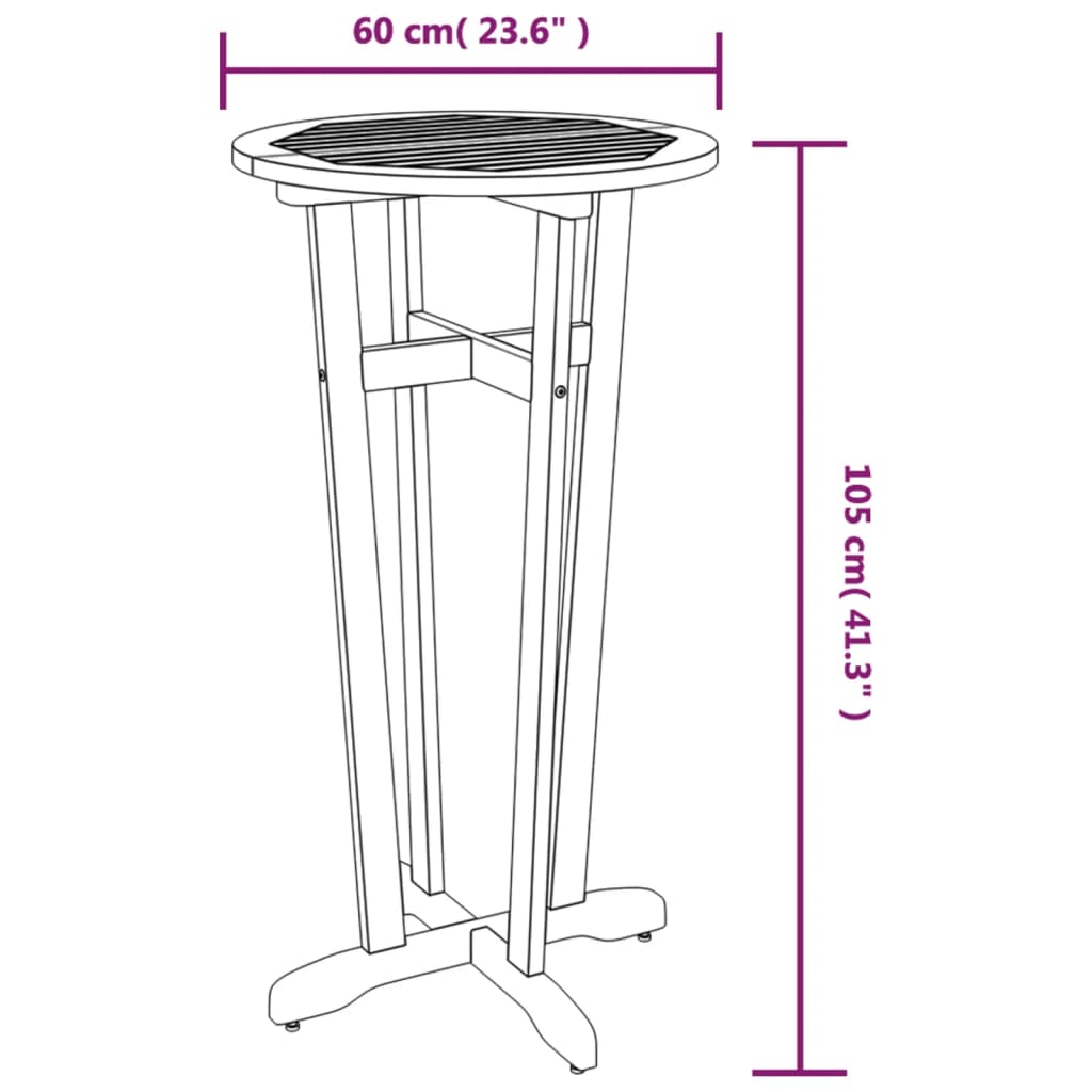 Set da bar da 3 pezzi in legno massello di acacia