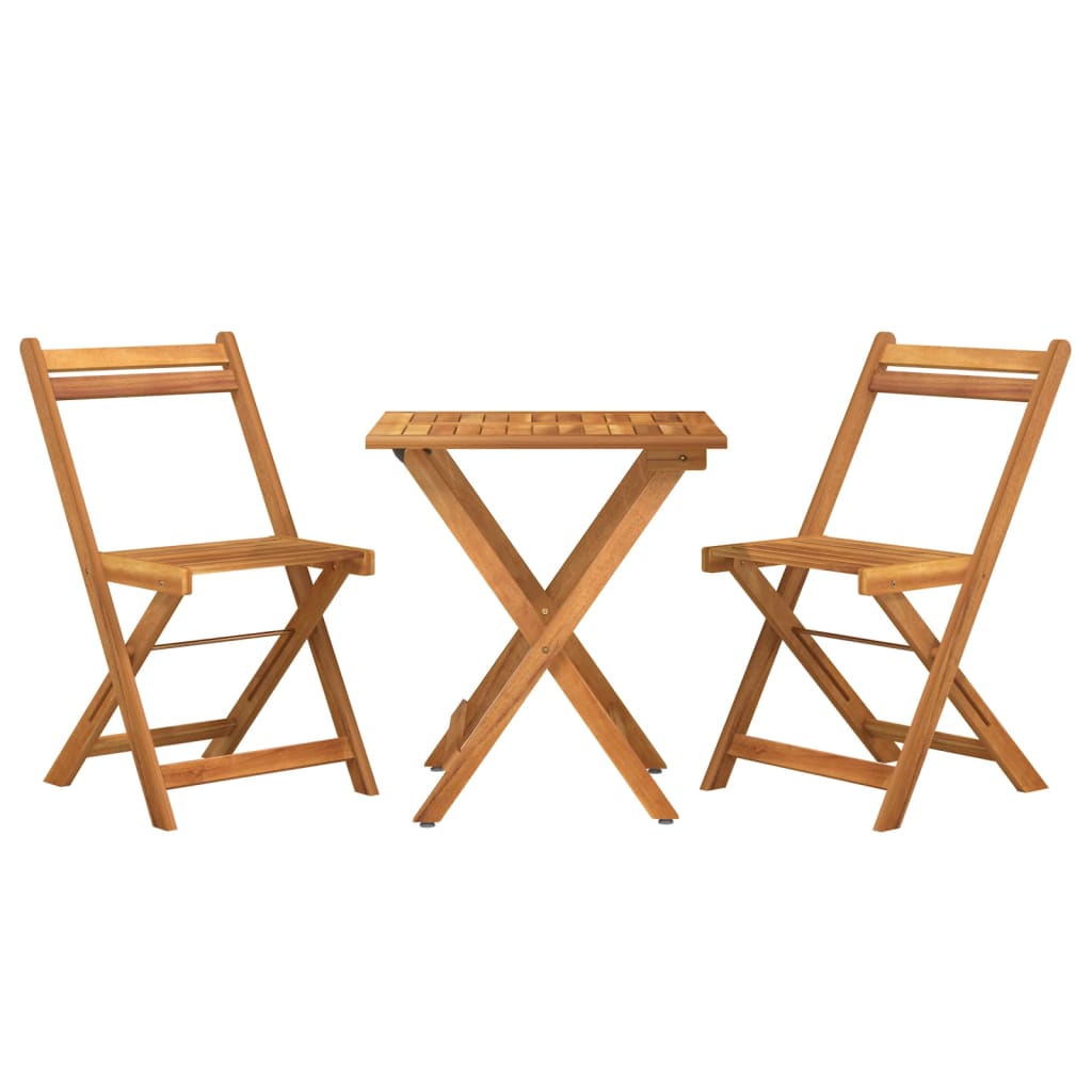 Foldable bistro set 3 pcs solid acacia wood