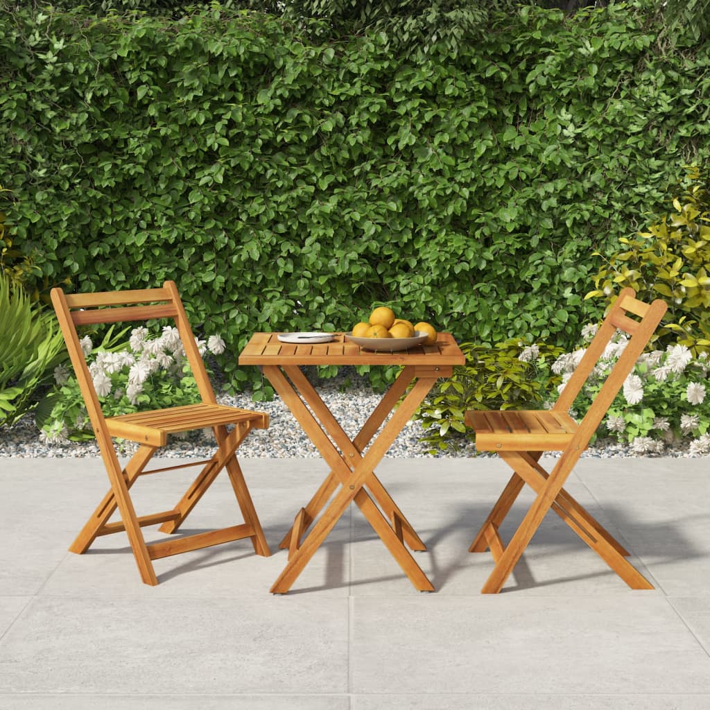 Faltbares Bistro -Set 3 PCs Festes Akazienholz