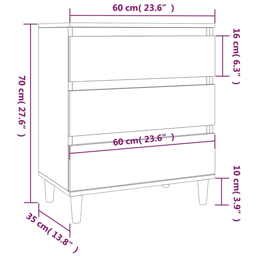 Weißes Buffet 60x35x70 cm Engineering Holz