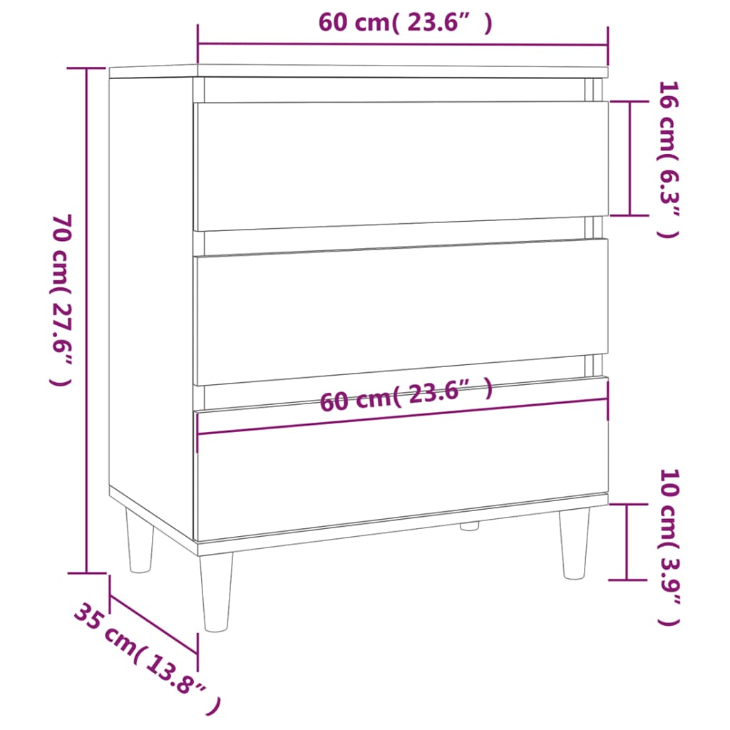 Betongrau -Buffet 60x35x70 cm Engineering Holz