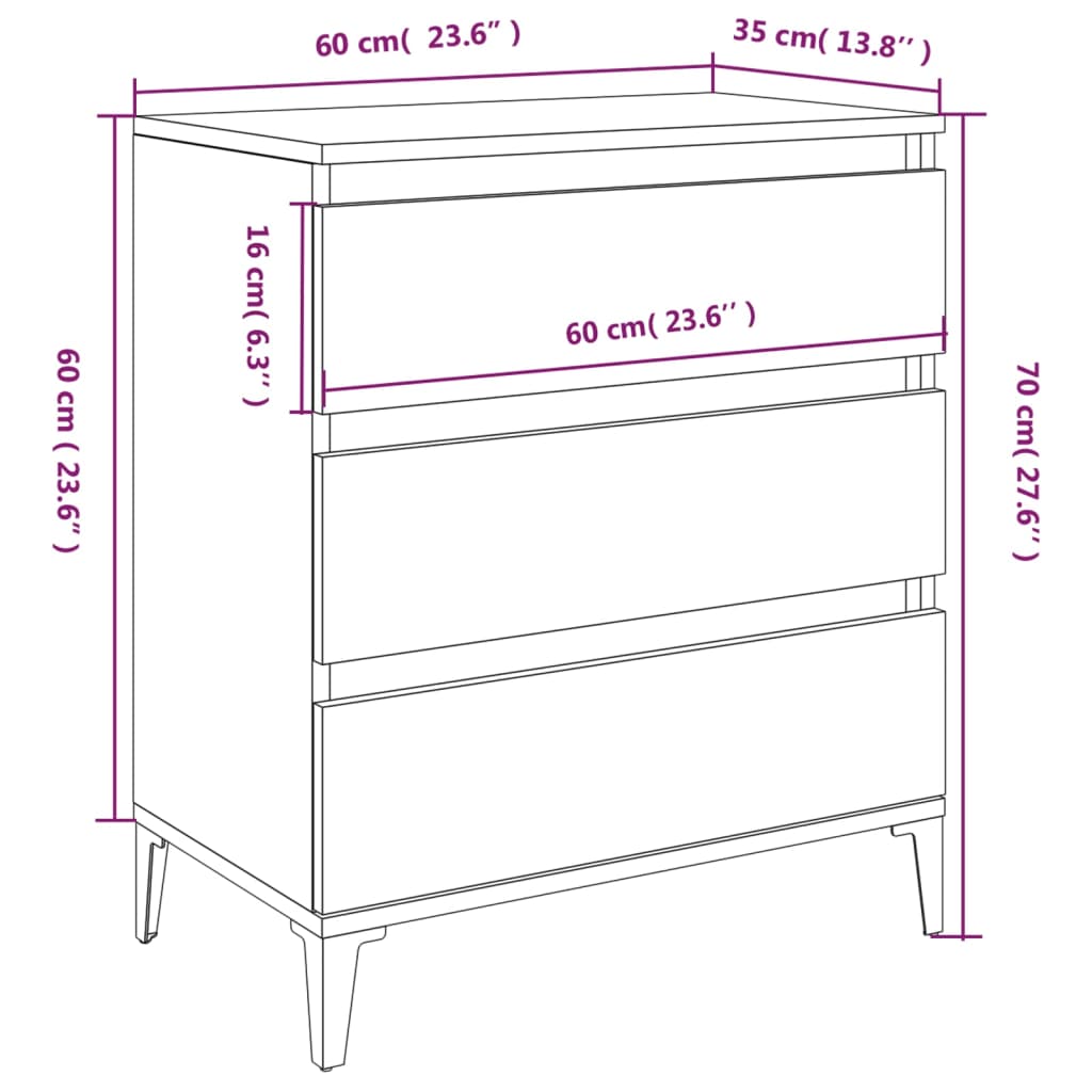 Smoked oak buffet 60x35x70 cm engineering wood