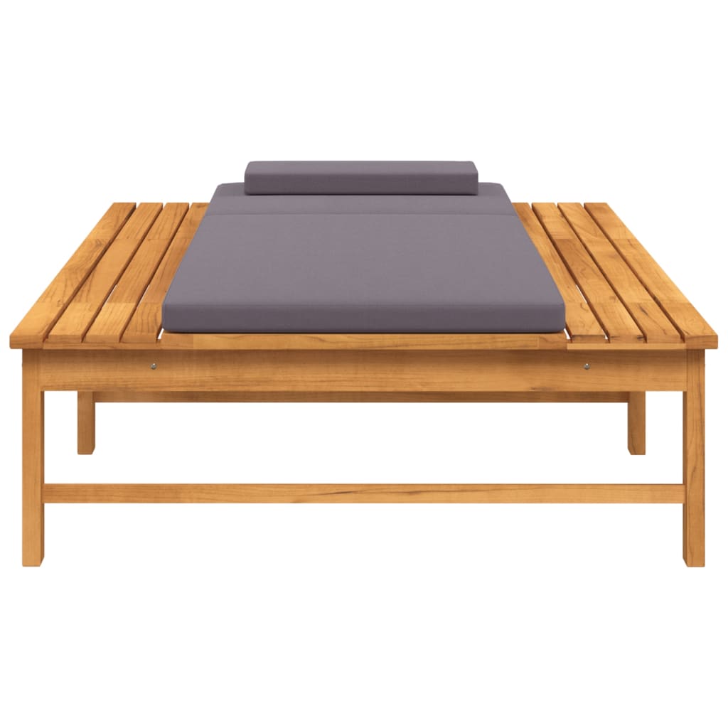 Poltrona lounge grigio scuro e cuscino/cuscino in legno massello di acacia