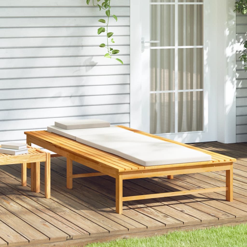 Cuscino a sedia lunga/cuscino bianco Acacia Crema in legno massiccio