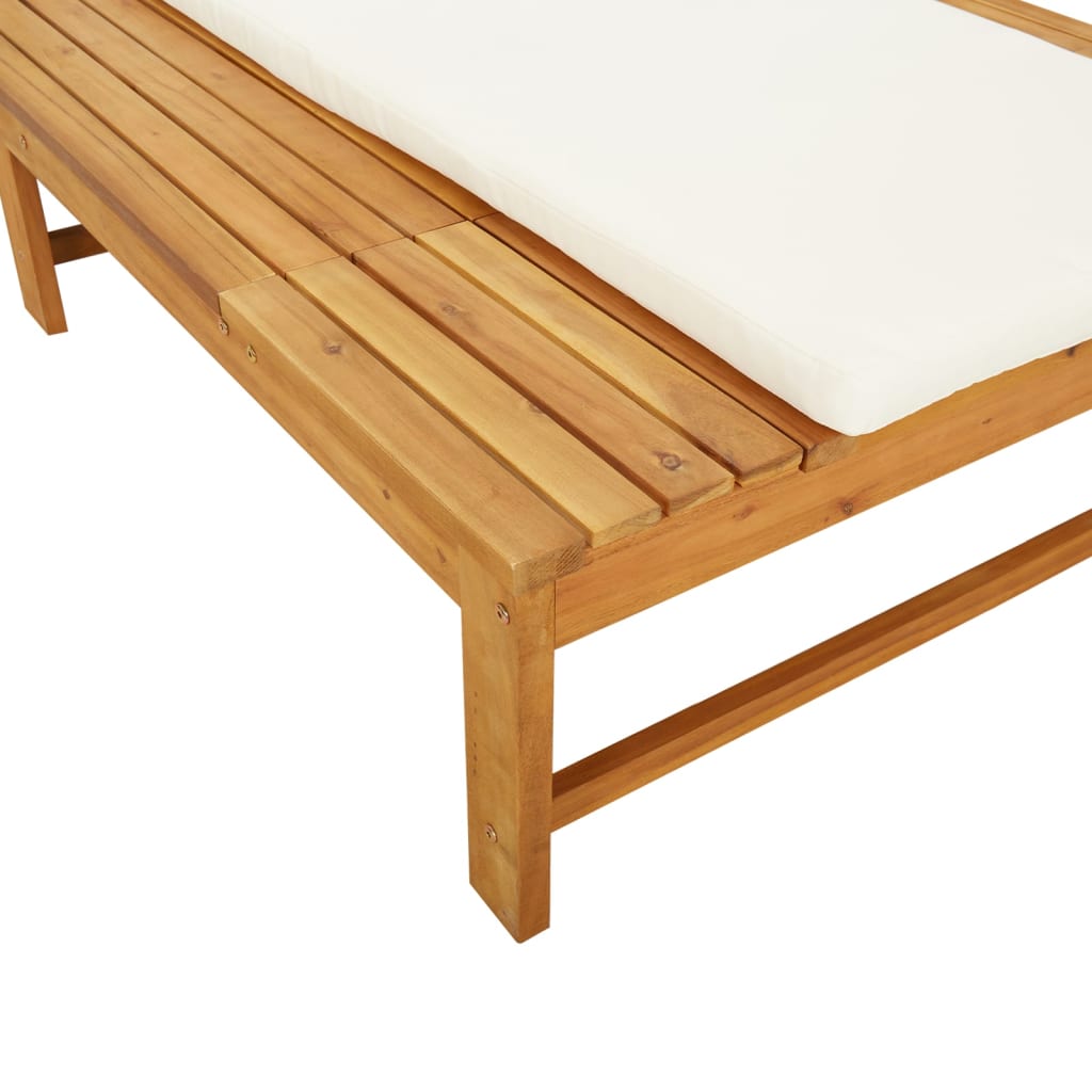 Cuscino a sedia lunga/cuscino bianco Acacia Crema in legno massiccio