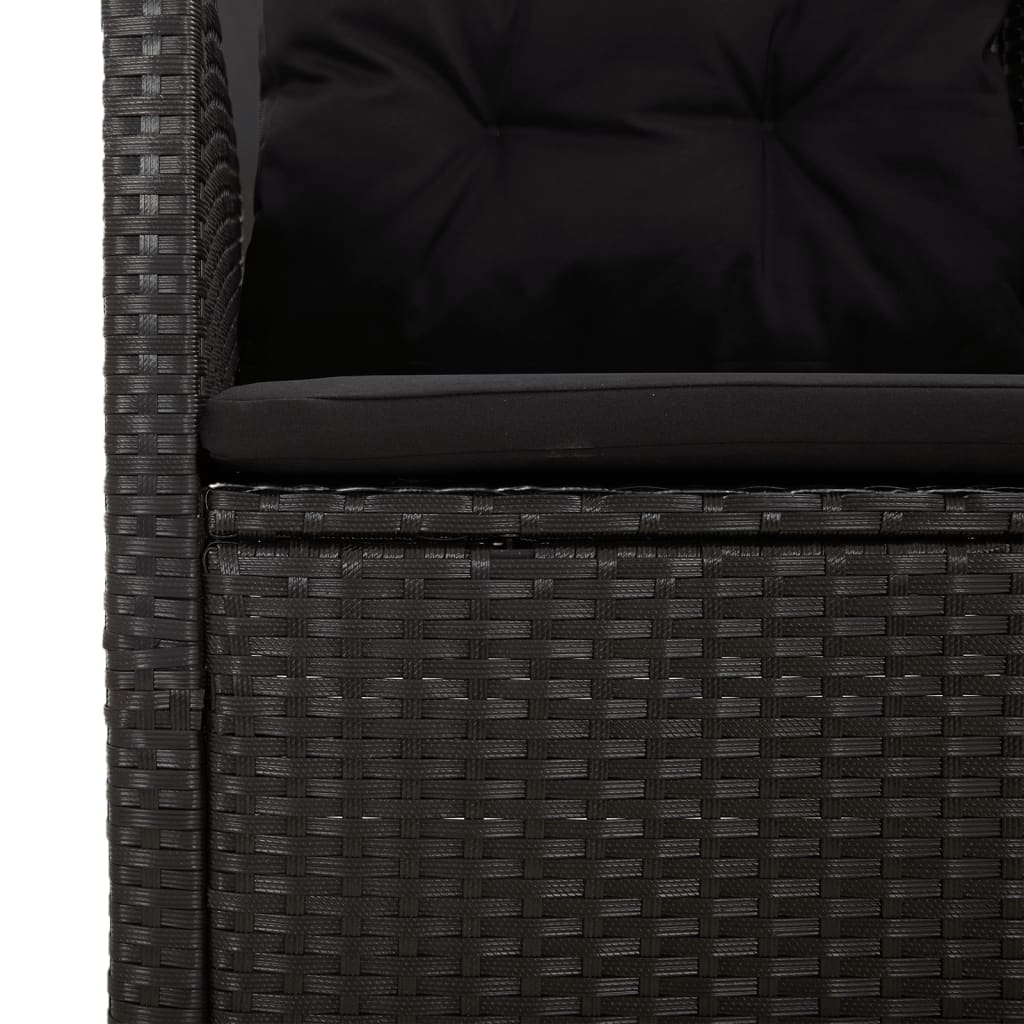 Divano angolare reclinabile con cuscini Midollino in resina nera