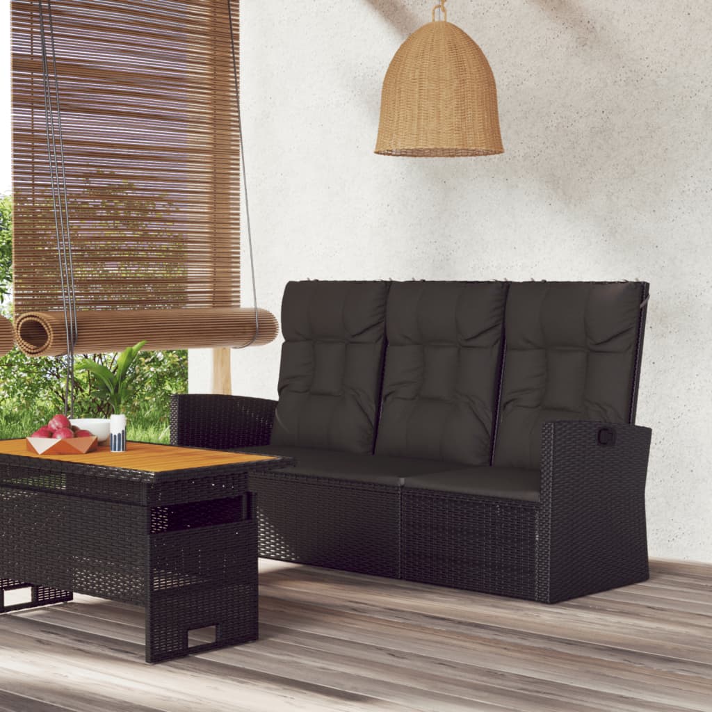 Loving garden bench and black cushions 173cm braided resin