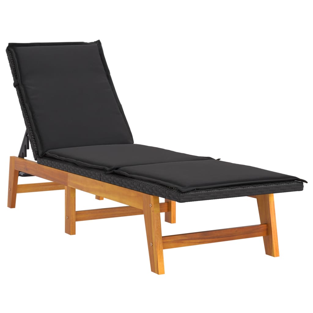 Langer Stuhl mit geflochtenem Harzkissen/Acacia Massivholz