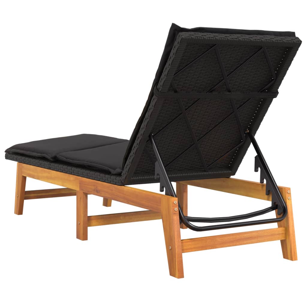 Langer Stuhl mit geflochtenem Harzkissen/Acacia Massivholz