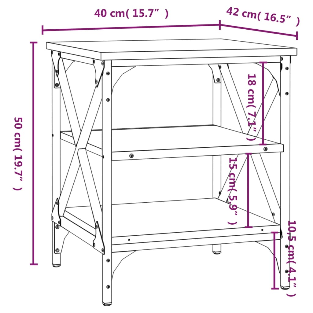 Räucher Eiche Seiten Tabelle 40x42x50 cm Ingenieurholz