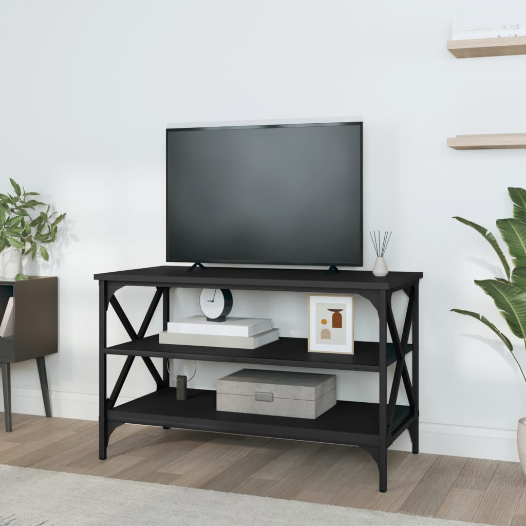 Black TV cabinet 80x40x50 cm engineering wood