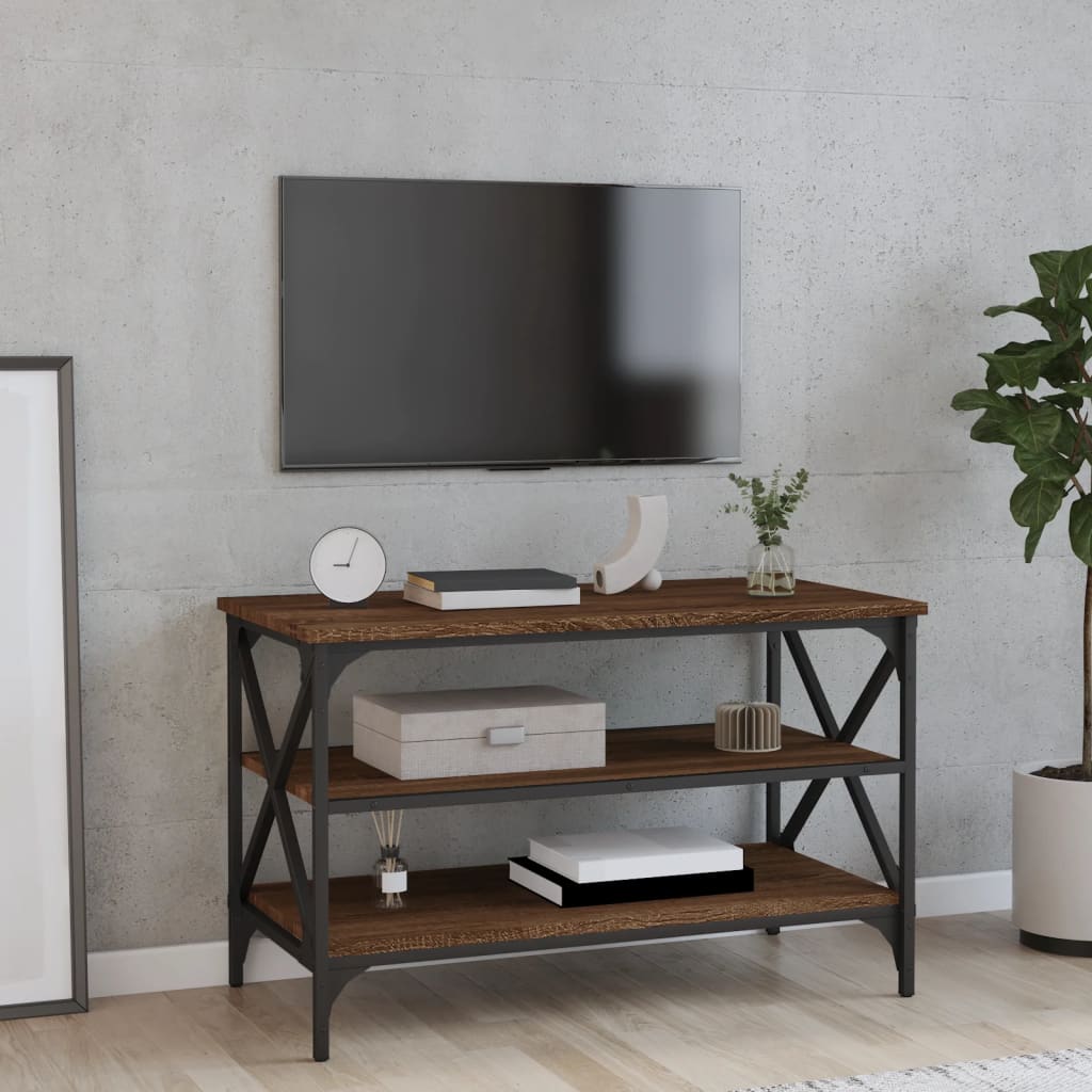 Brown Oak TV -Möbel 80x40x50 cm Ingenieurholz Holz
