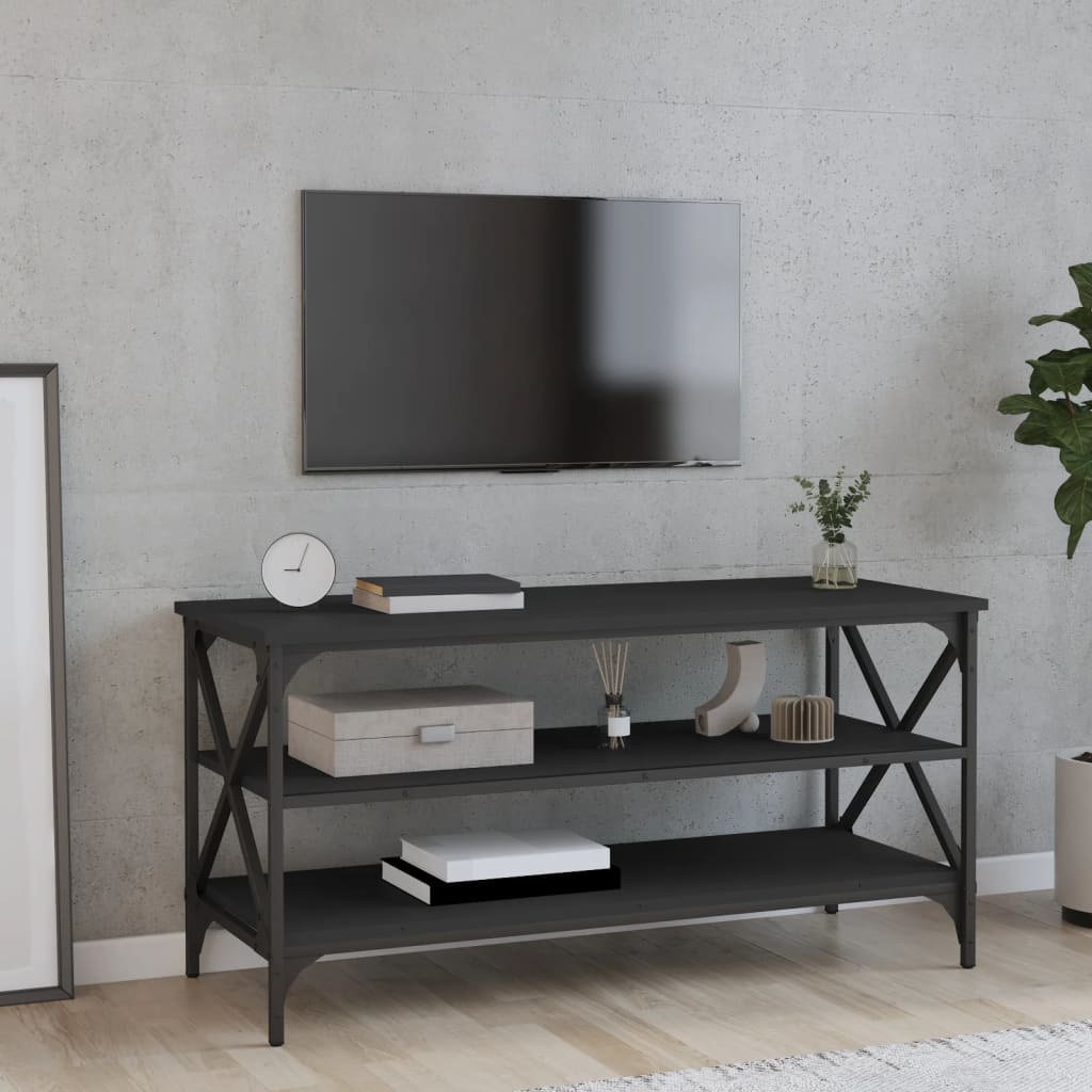 Black tv cabinet 100x40x50 cm engineering wood