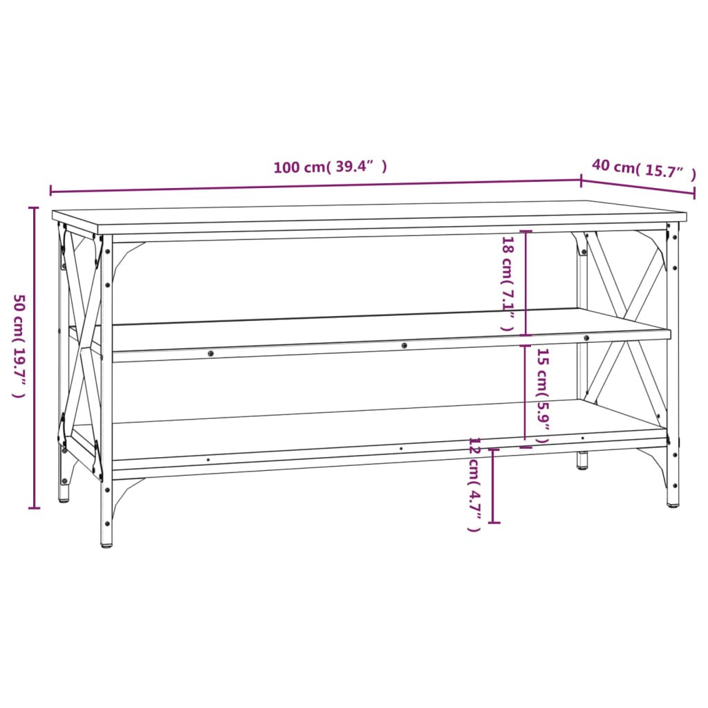 Sonoma Grey TV Cabinet 100x40x50 cm Ingenieurholz Holz