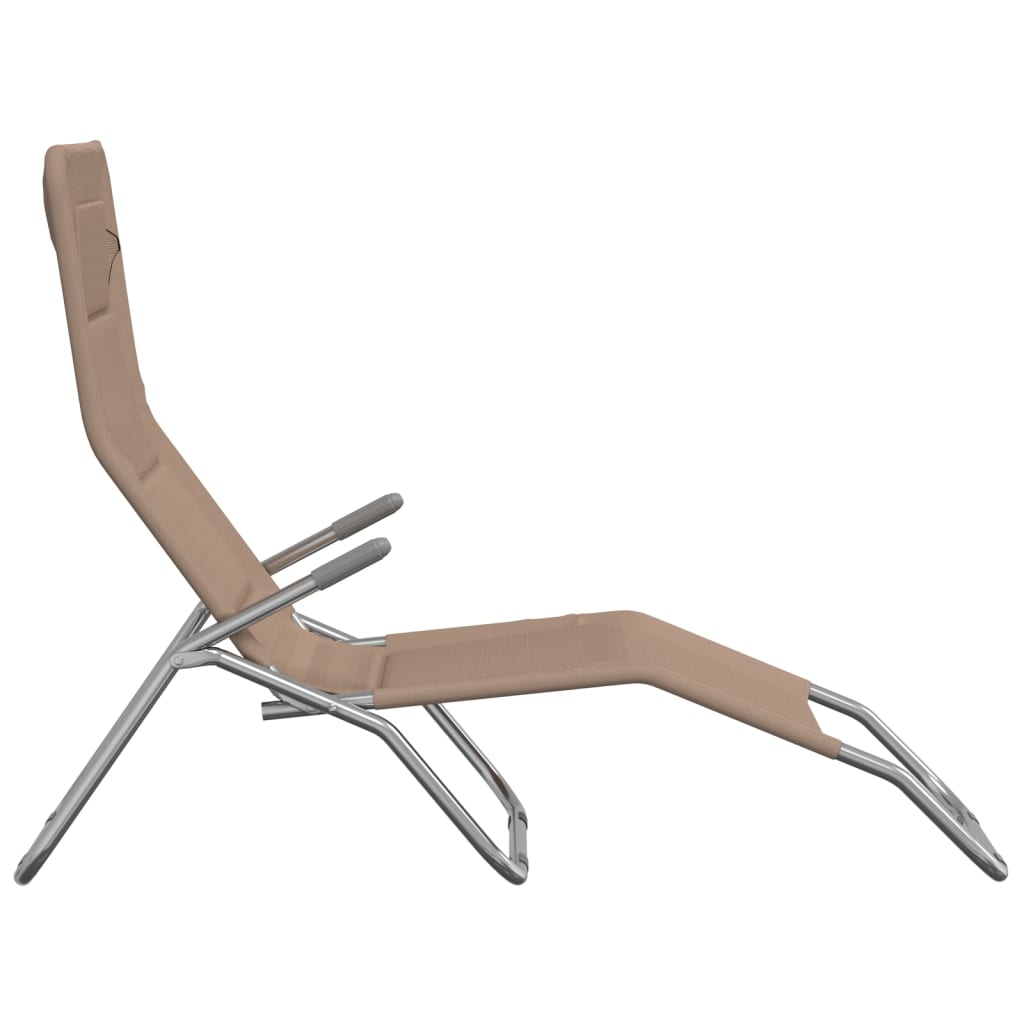 Foldable loungers 2 pcs taupe textilene and steel