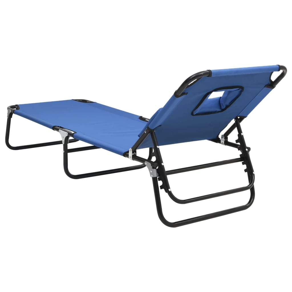 Blue folding lounge chair oxford steel powder coating